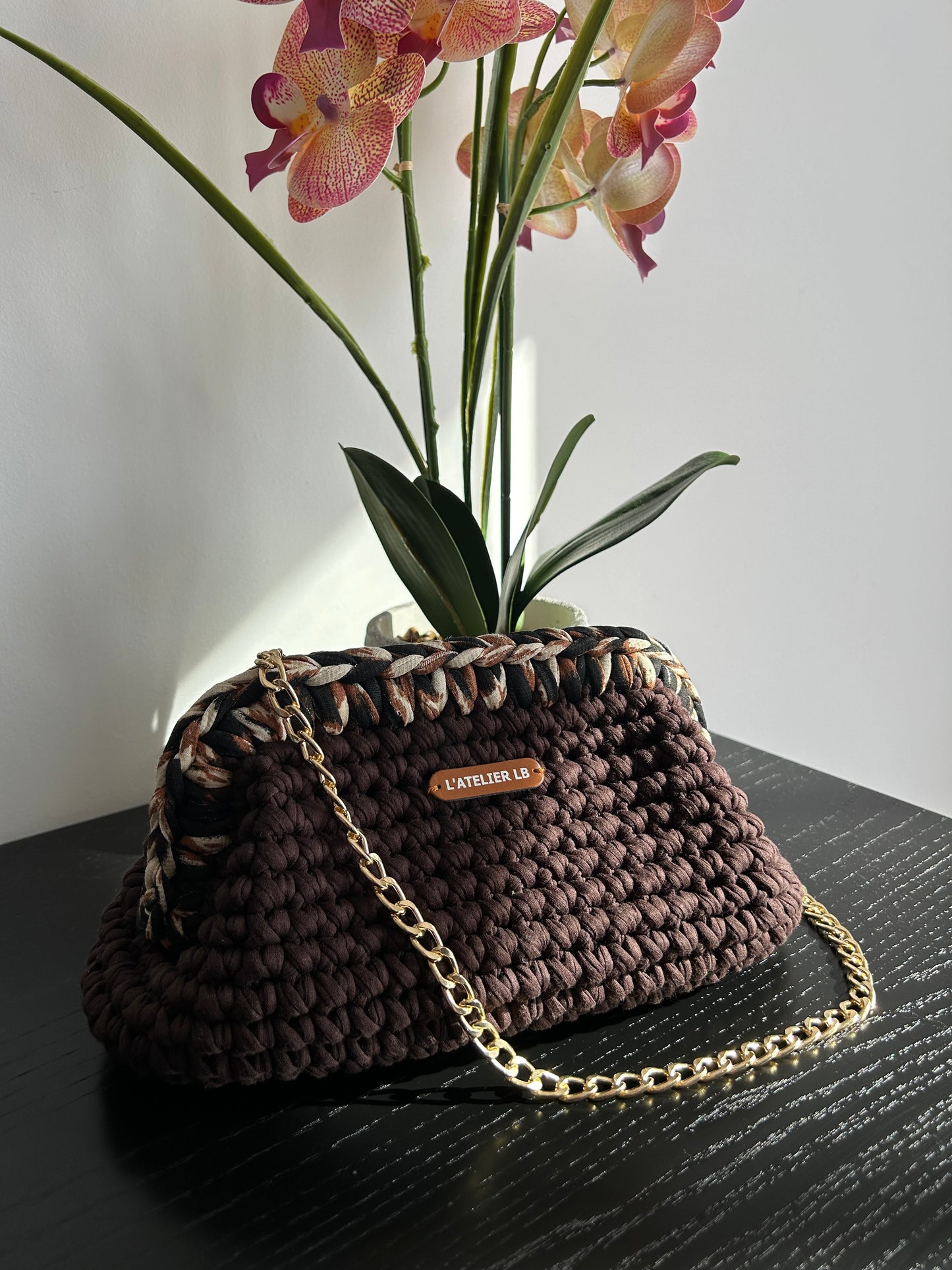 Clutch Bag "Maïa" Chocolat/Léopard