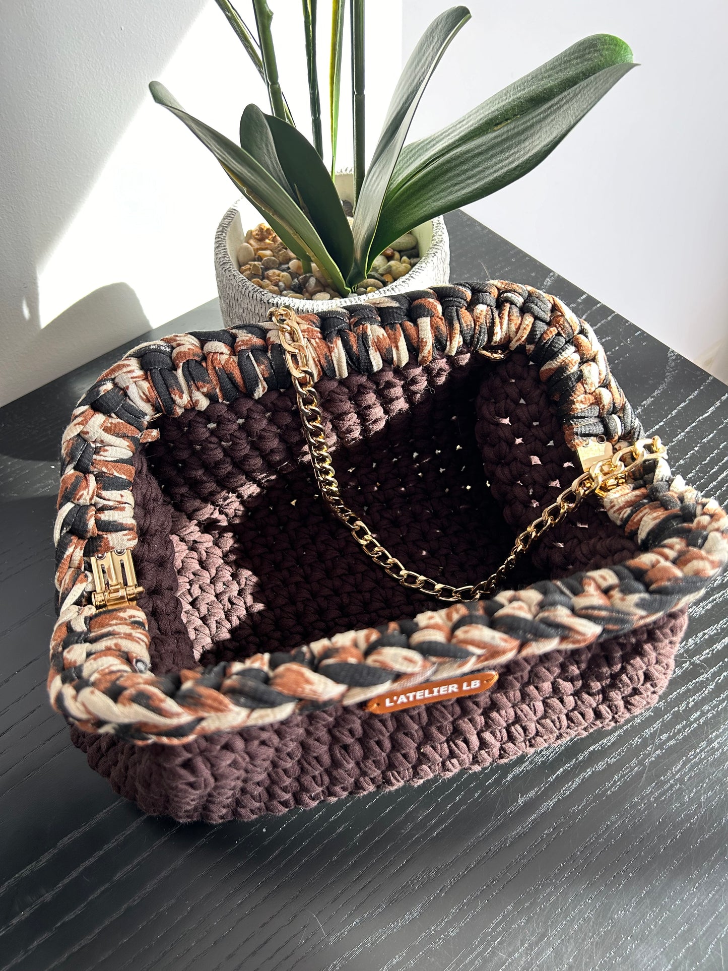Clutch Bag "Maïa" Chocolat/Léopard